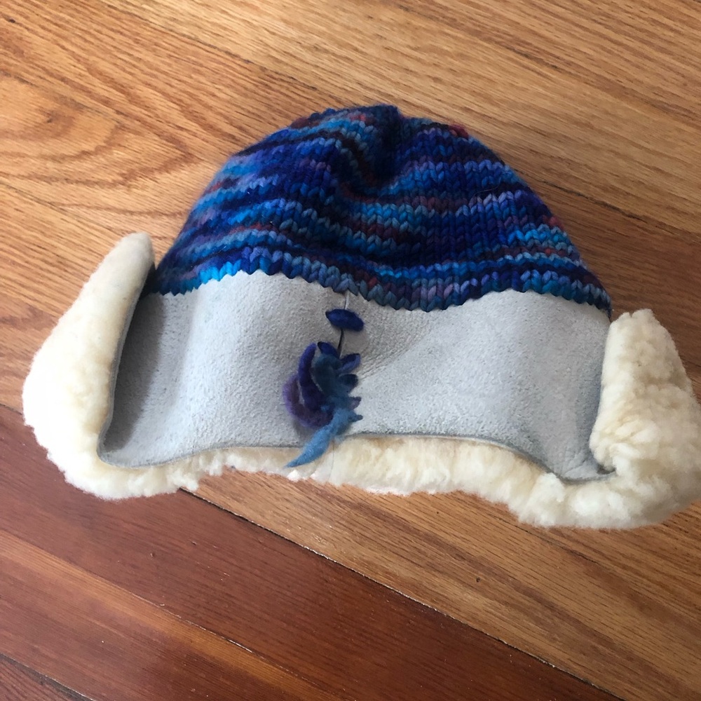 Rare Sheep’s Wool , leather and knit homemade Nordic hat